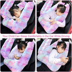 Travel Pillow, Travel Pillow for Kids, Sleeper Hold Pillow Travel, Removable U-Shaped Pillow for Adults and Children to Support Head and Body in The Back Seat of Long Car Trips (DCPurple)