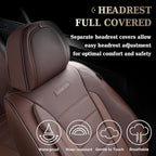 Coverado Car Seat Covers Full Set, Nappa Leather Seat Covers for Cars, Car Seat Protector Car Seat Cushion, Front and Back Seat Protectors Cushions Universal Fit for Most Cars Vehicles(Brown)
