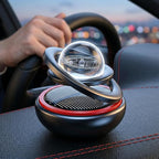 Petraero Solar Levitating Car Ornament & Air Freshener – Dual-Ring Auto-Rotating Aromatherapy Diffuser, Light-Sensing LED, Cool Dashboard Decor for Car/Truck/Desk (black)