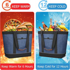 Insulated Cooler Bag Leakproof Thermal Insulation Collapsible Cooler Tote with Zippered, Reusable Cooler Bags