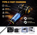 Handheld Car Vacuum, Cordless Portable Vacuum Cleaner with 18000Pa Suction, USB-C Rechargeable, Mini Vacuum for Car, Home, Office, Pet Hair Remover Glove (Black)