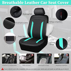 CAR PASS Black Mint Leather Car Seat Covers Full Set, Luxury PU Seat Covers for Cars, Waterproof Car Seat Protector Anti-Slip Seat Cushion Airbag Compatible for SUV Pick-up Truck Sedan, Mint Blue
