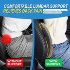 Lumbar Support Pillow for Car, Memory Foam Lumbar Pillow for Lower Back Pain Relief - Back Cushion for Driving, Chair Support for Car-Office Chair, Wheelchair - Classic Dark Grey