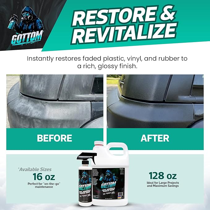 Gottom Vinyl, Rubber & Plastic Shine - 16oz, Cherry Vanilla Scent - VRP Gloss Dressing for Plastic, Car Interior & Tire Dressing, UV Protection, Plastic Restorer, Long-Lasting Gloss Finish