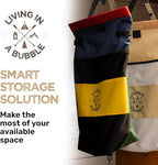 Living in a Bubble Wet Dry Laundry Bag – Portable Waterproof Laundry Hamper for RV, Campervan & Travel – Foldable Clothes Organizer with Separate Wet & Dry Compartments