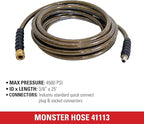 Simpson Cleaning 41113 Monster Series 4500 PSI Pressure Washer Hose, Cold Water Use, 3/8 Inch Inner Diameter, 25-Foot, Feet, Brown
