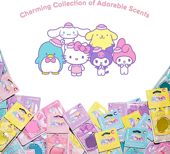 Hello Kitty and Friends Car Air Freshener (My Melody - Cherry Lollipop) Hanging Gel Area Deodorizer, Long-Lasting Car Scents Air Freshener, Cute Automotive Sanrio Accessories Decor, 2-Pack