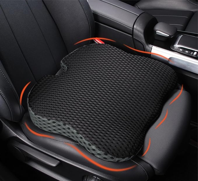 Car Seat Cushion, Comfort Memory Foam Car Cushions for Driving (Gray)