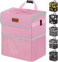 Pink Car Trash Can Cute, Pink Car Accessories for Women Waterproof Automotive Garbage Cans Leak Proof Vehicle Trash Can