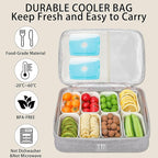 Snack Box Container with Insulated Cooler Bag, Divided Serving Tray with Lid and Handle Beach Essentials, Snackle Box Veggie Fruit Tray with 8 Compartments & 8 Forks & 2 Spoon