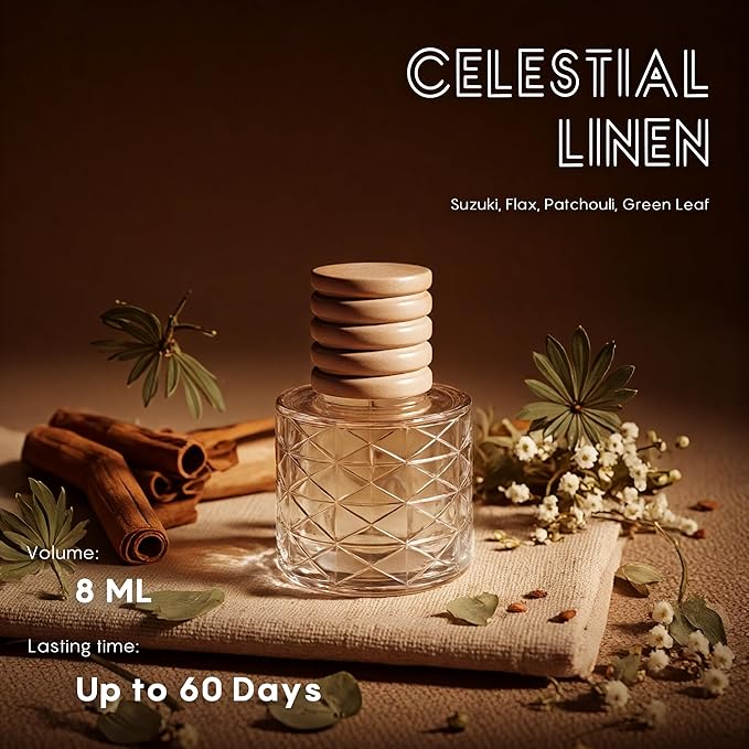 Car Air Freshener-Celestial Linen Scent Car Fresheners Long Lasting Essential Oil Car Diffuser- Cute Car Accessories for Women Interior without Methyl Carbitol&Hexylene Glycol