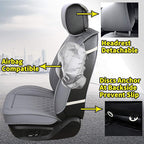 Aierxuan Front Car Seat Covers Universal Fit for Honda Civic Accord CRV, Toyota Camry Prius Rav4 Corolla, Kia, Lexus, Nissan, Mazda, Jeep Cherokee and Most Cars, with Waterproof Leather (Grey)