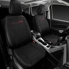 CAR PASS Quilting Leather Seat Cover Two Front Seats Only, Universal Fit Automotive Front Seat Covers Waterproof Deluxe PU Premium Vinyl Luxury for Cars Sedan Van SUV Airbag Compatible 2 Pieces,Black