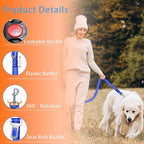 Dog Car Seat Belt - 3 Piece Set Retractable Harness, Adjustable Reflective Seatbelt for Vehicle Headrests, Safety Restraint Heavy Duty & High Elastics, Navy Blue