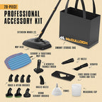 McCulloch Canister Steam Cleaner MC1375, 90 Minute Runtime, 20 Accessories, Jet Nozzle, Brushes, & More - Steam Cleaner for Home, Tile, Carpet, Furniture, & Personal Car Detailing