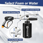 PWACCS Dual Foam Cannon with Pressure Washer Short Gun, Foam Cannon Dual Connector Accessory, Car Wash Foam Gun Kit with 1/4" Quick Connector, 5 Power Washer Sprayer Nozzles, 1.5 Liter, 5000 PSI