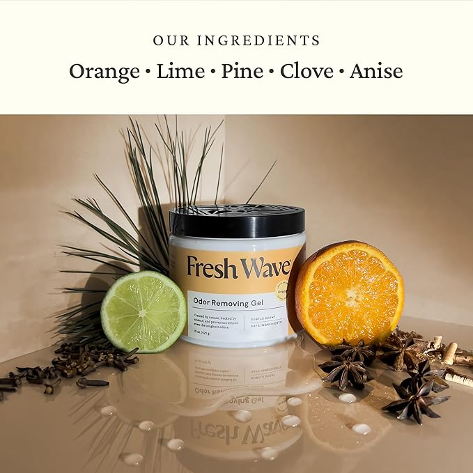 Fresh Wave Orange Odor Removing Gel, 15 oz., Pack of 2 | Odor Absorbers for Home | Safer Odor Relief | Natural Plant-Based Odor Eliminator | Every 15 oz. lasts 30-60 Days | For Cooking, Trash & Pets