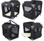 EliteField 3-Door Folding Soft Dog Crate with Carrying Bag and Fleece Bed (2 Year Warranty), Indoor & Outdoor Pet Home (30" L x 21" W x 24" H, Black)