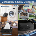 Portable Cat Travel Litter Box with Lid and 10 Pcs Disposable Liner Bags, Leak-Proof & Collapsible, Easy Clean Odor-Control Cat Travel Essentials for Car, Hotel, Airplane, Camping,Trips Black