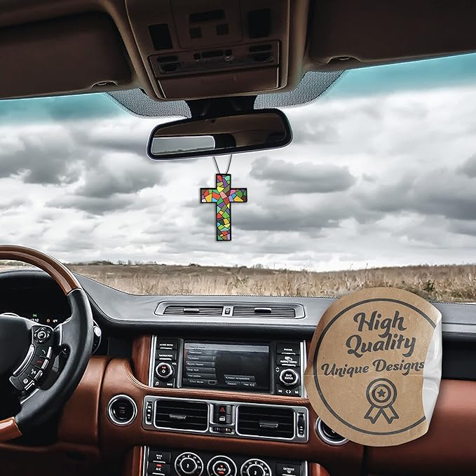 Fresh Fresheners Cute Funny and Aesthetic Car Air Fresheners 4-pack Scented With Premium Oils (Cross)