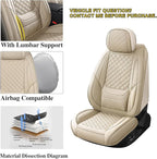 Chezope Leather Seat Covers, Beige Car Seat Covers Front Pair, Breathable Car Seat Protectors, Wear-Resistant Car Accessories, Universal Fit for Most Cars,SUVs Truck (Beige-Diamonds, Front Pair)