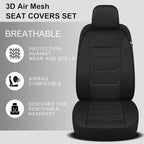 3D Air Mesh Car Seat Cover Full Sets Washable and Breathable Premium Cloth Automotive Vehicle Seat Covers for Cars Interior, Universal Fit for Most Cars, Sedan, Truck, SUV(Black)