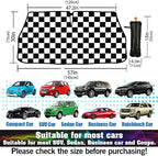 CHILL·TEK Funny Car Windshield Sun Shade Umbrella, Checkered Car Sun Shade Umbrella, Block UV Rays Heat Foldable Windshield Umbrella Sun Visor Protector - Keep Vehicle Cool for Cars SUV