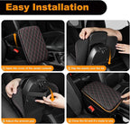 Center Console Cover for Cars Fit for Jeep Wrangler Leather Armrest Covers with 2 Storage Bags(Black&Red)