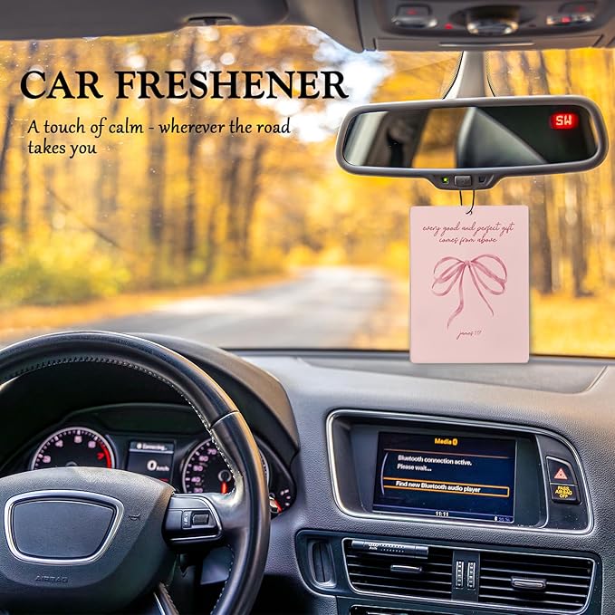 Pink Cute Car Accessories for Women,Christian Decor Air Freshener for Car, Funky Coquette Bow Bible Verse Decor Air Freshener Hanging 3 Pcs for Cars Closet Drawer Books Bathroom