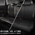 CAR PASS Bling Back Seat Cover, Waterproof Leather Bench Rear Seat Cover Shining Diamond Truck Glitter Crystal Sparkly Rhinestone Universal Fit Armrest Automotive Kid Women Girl, Black Diamond
