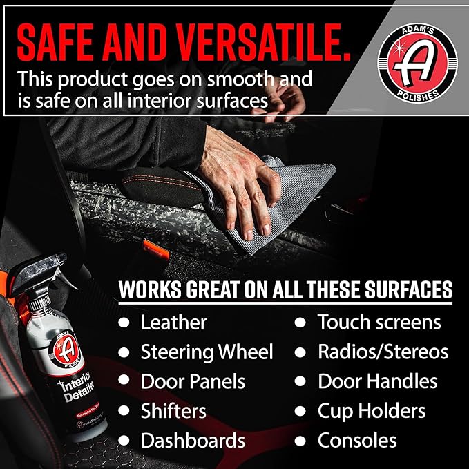 Adam's Polishes Interior Detailer 16 fl. oz (Cucumber Aloe) - Total Car Interior Cleaner, Protectant & Dressing | All Purpose Cleaner & Leather Conditioner | Vinyl, Dashboard, Screen, Seat Cleaner
