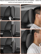 2pcs Car Neck Pillow for headrests,Support Drive Seats Head Cushion Pillows,Microfiber Velvet,Plant-Based Polyester,Thickness & Height Adjustable,11.8x7.5,Inner Liner fillable(Grey)