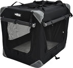 EliteField 4-Door Folding Soft Dog Crate with Curtains, Carrying Bag and Fleece Bed (2 Year Warranty), Indoor & Outdoor Pet Home (42" L x 28" W x 32" H, Black+4 Door Curtains)