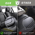Chezope Leather Seat Covers, Beige Car Seat Covers Front Pair, Breathable Car Seat Protectors, Wear-Resistant Car Accessories, Universal Fit for Most Cars,SUVs Truck (Beige-Stripes, Front Pair)