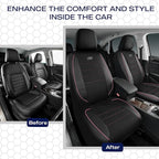 Skechers Air-Cooled Memory Foam Seat Covers,Mesh Thick Car Seat Covers,Piping Leather Car Seat Covers Front Seats,Airbag Compatible,Automotive Comfort Universal FitMost Cars,Vans,Truck,SUV,Pink