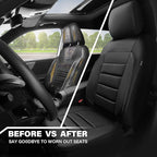 CAR PASS 3D Foam Leather Car Seat Covers Two Front Seats only, Air Cool Mesh Thick Seat Covers, All Weather Car Seat Cover Comfort & Protection for Truck,SUV,Sedan,Van, Airbag Compatible (Black)
