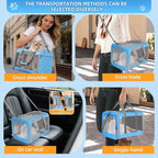 Cat Carrier for Large Cats up to 20 Lbs,Soft-Sided Pet Carrier for Large and Medium Cats, Small Dogs,Puppies,Collapsible Dog Carrier Travel Bag with 2 Storage Bags,4 Mesh Windows (Blue, Medium)