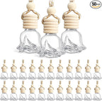 BBTO 50 Pcs Hanging Car Air Freshener Car Diffuser Bottles Empty Glass Perfume Bottle Freshener Diffuser Bottle Pendant for Essential Oil Fragrance Aromatherapy Ornament(Rose)