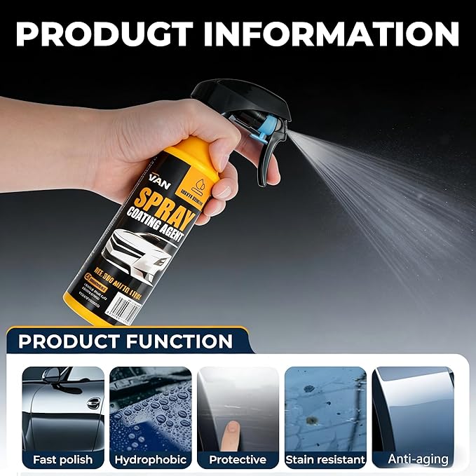 Berthg Ceramic Coating for Cars - Nano Hydrophobic Ceramic Spray Coating Agent, Easy-to-Spray Auto Paint Protection Kit with Microfiber Cloth for Car Coating Spray & Shine