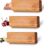 Natural Wooden Car Air Freshener for Vent Clips- Cherry/Vanilla/Bubblegum Scents, Long-Lasting Odor Eliminator with Metal Clip, 3 Refillable Wood Chips for Cars/Trucks/SUVs