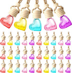 20 Pcs 6ml Hanging Car Diffuser Bottle Empty Glass Perfume Air Freshener Heart Love Bottle Diffuser Pendant Valentine's Day Essential Oil Fragrance Aromatherapy Ornament (Multicolor)