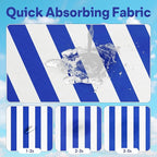 2 Pack Car Seat Towel Covers, Sweat Protector for Front Seats, Premium Thickened Microfiber with Blue and White Stripes, Breathable & Quick Dry, Machine Washable Cover for Gym Running Universal Fit