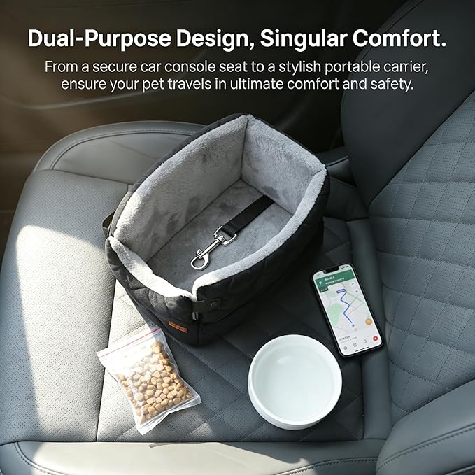 Center Console Dog Car Seats for Small Dogs Cats with Adjustable Safety Belt Multipurpose Pet Booster Seat for Car,Travel,Shopping,Camping with Your Furry Friends