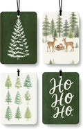Green Christmas Berry Car Air Freshener 4 Pcs, Hohoho Winter Xmas Pine Tree Reindeer Hanging Air Freshener for Cars Closet Drawer Books, Christmas Car Accessories Mirror Decor for Women Men