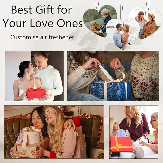 Custom Air Fresheners with Picture, Personalized Photo Air Freshener for Car Wardrobe Bathroom Hanging Ornaments (Heart-)
