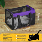 Cat Carrier Bag,Soft-Sided Pet Carriers for Dogs with 4-Sided Mesh,Airline Approved Cat Transport Carrier for Small&Medium Cats Kitten Puppy Up to 15LB,Collapsible Cat Travel Carrier-M,Purple