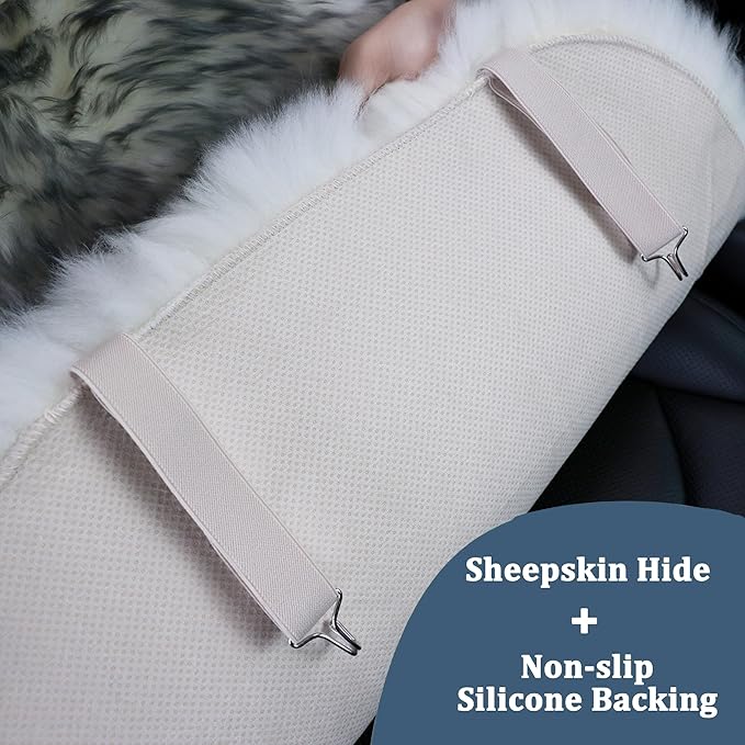 OGLAND 2 Pack Fluffy Sheepskin Car Seat Cover-Fuzzy Fur Auto Cushion for Universal Automotive Protector (Lavender Purple, 2 Pcs Front Seat Cover)