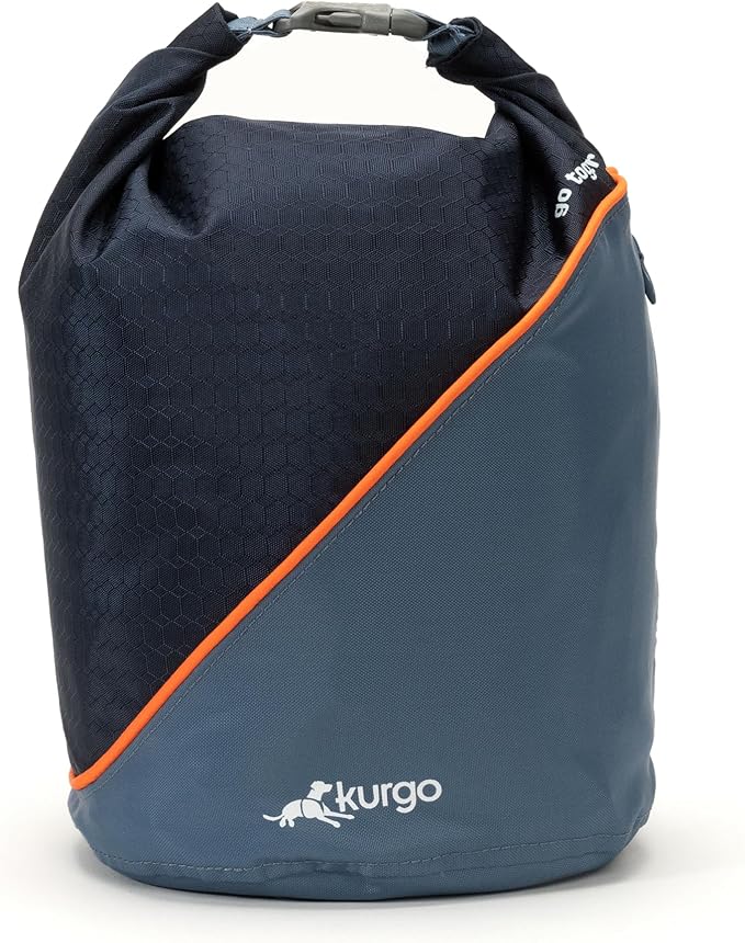 Kurgo Kibble Carrier - Portable Kibble Carrier - Compact Travel Storage - Dog Food Dry Bag - Camping Dog Storage - 5 lb Capacity - Navy