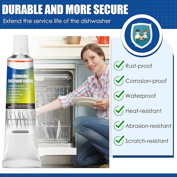 1.7oz Dishwasher Rack Repair Coating, Grey Dishwasher Vinyl Rack Rust Touch Up Paint Kit, Insulation and Waterproof, High and Low Temperature Resistant