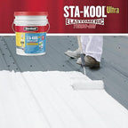 Gardner-Gibson Sta-Kool 15-Year Turbo-Dri Elastomeric Roof Coating, White, 5 Gal., Flexible White Acrylic Roof Coating, Reflective Finish Keeps Cool, Great for RV